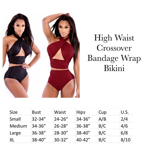 Black High Waist Black Bandage Wrap Bikini - Picture 8 of 8